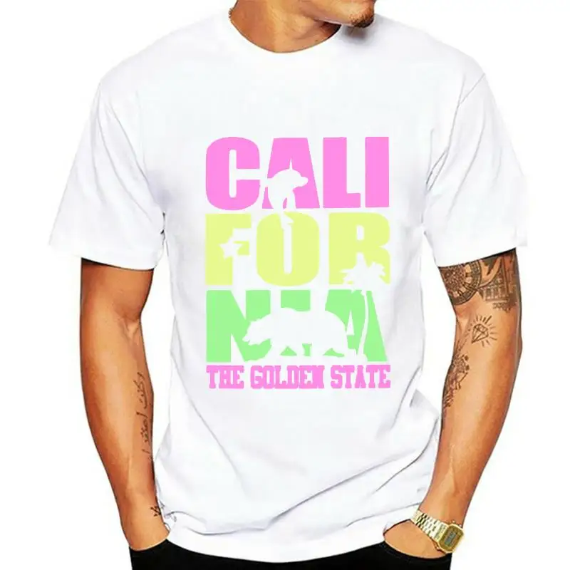 California Bear T-Shirt Black Neon Cali Republic Star Dolphin Pam Tree BABA Anime Tshirt Pulp Fiction