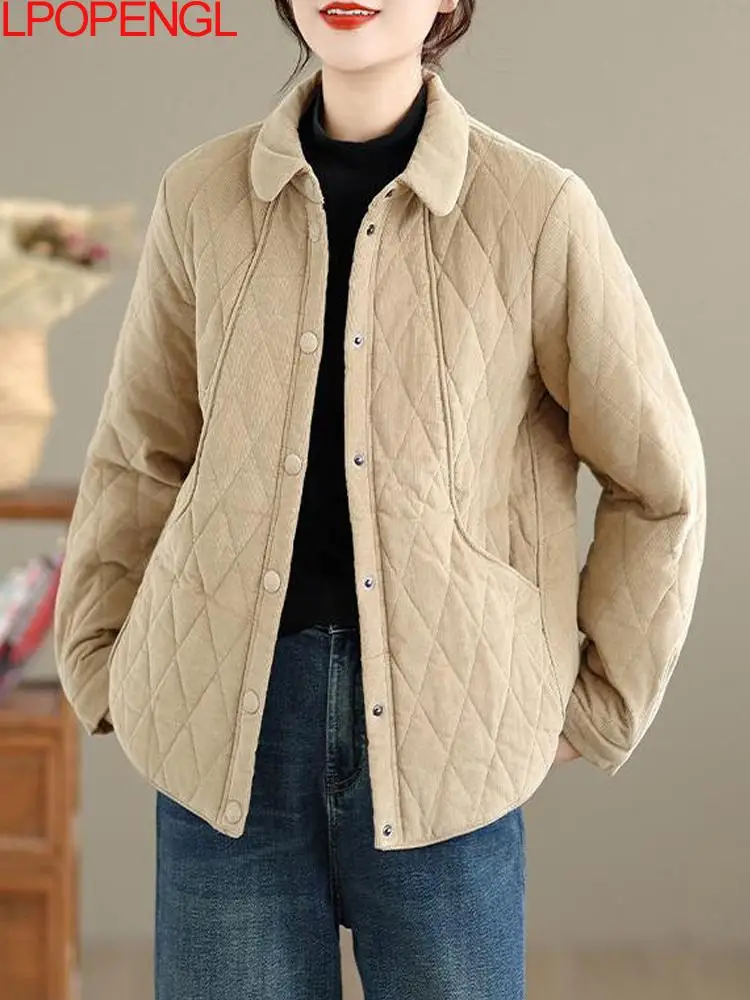 

Этнический стиль, осень/зима 2022, новое однотонное универсальное винтажное теплое пальто с пряжкой, женская толстая хлопковая куртка с длинными рукавами