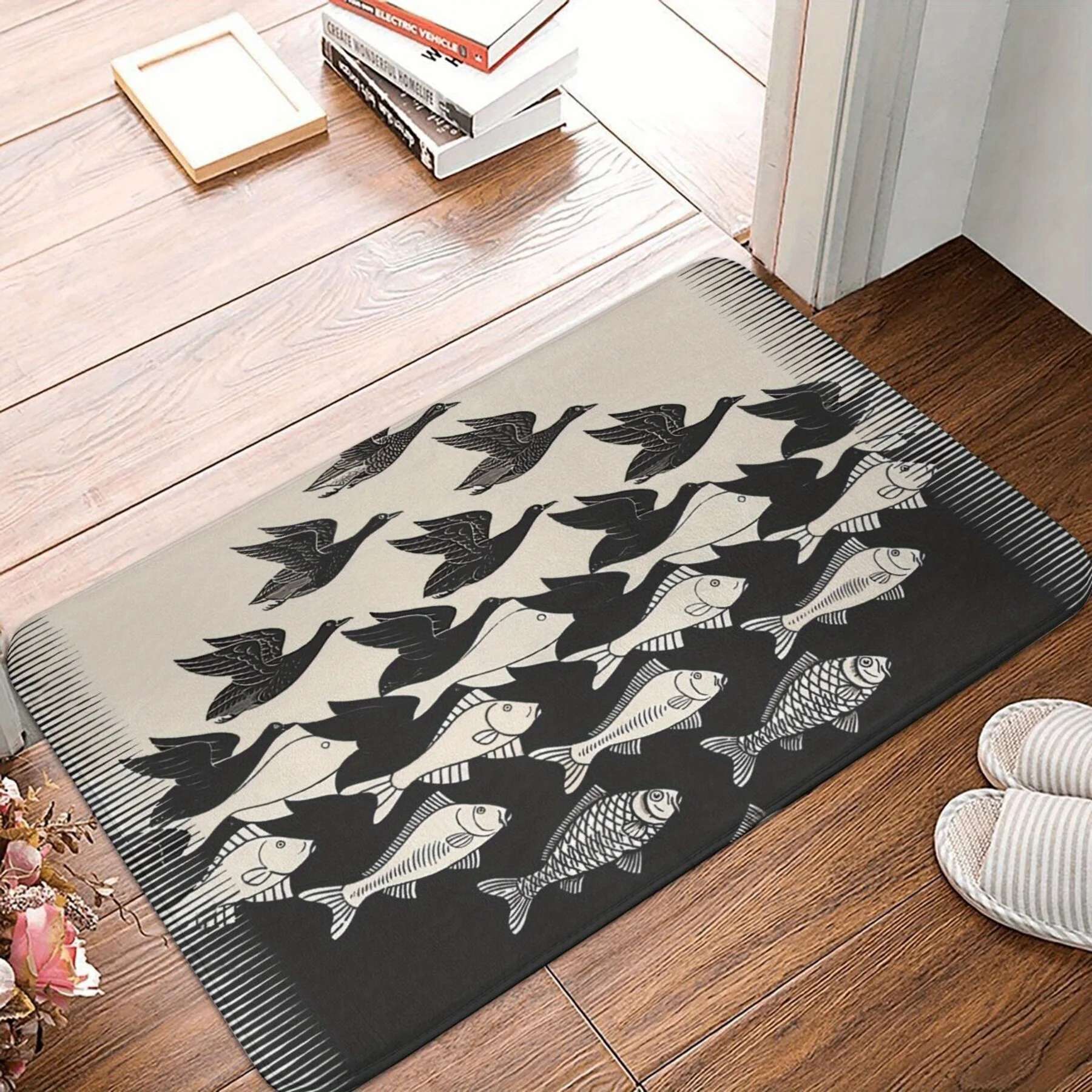 Maurits Escher Sky Water I Area Rug Non Slip Washable Floor Mat For Entryway Bedroom Home Decor