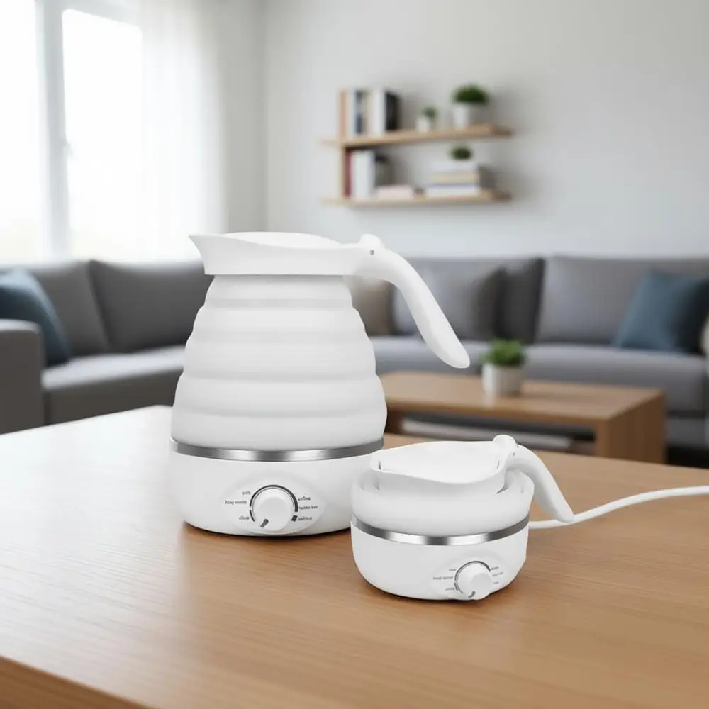 

Складной электрический чайник, 850 Вт, 700 мл, 110 В, пищевой силикон (белый)