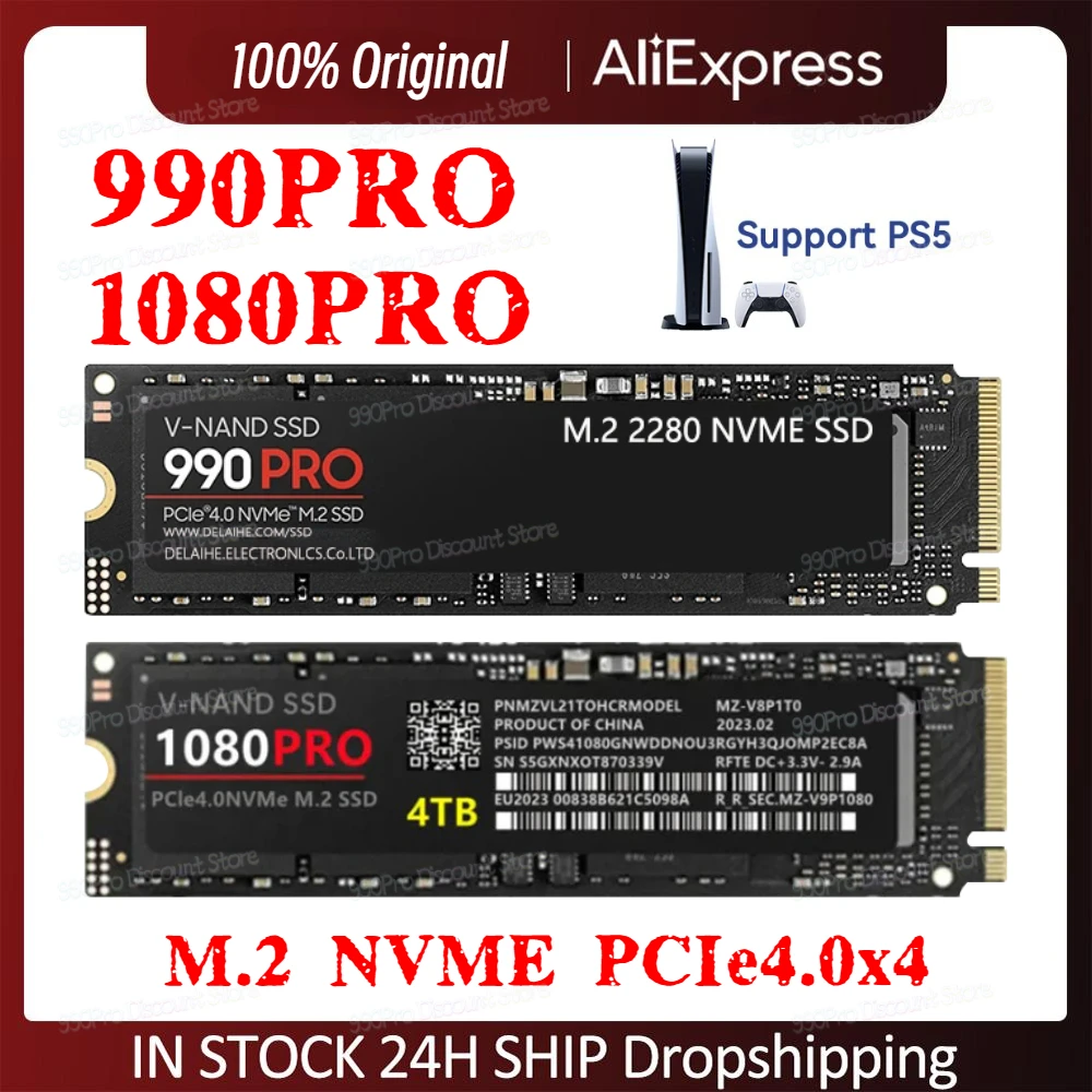 

2024 New 990Pro 1TB 2TB 4TB 8TB SSD M.2 2280 Hard Disk PCle Gen4.0 x 4 NVME Internal Solid State Drive for Desktop Laptop PC PS5