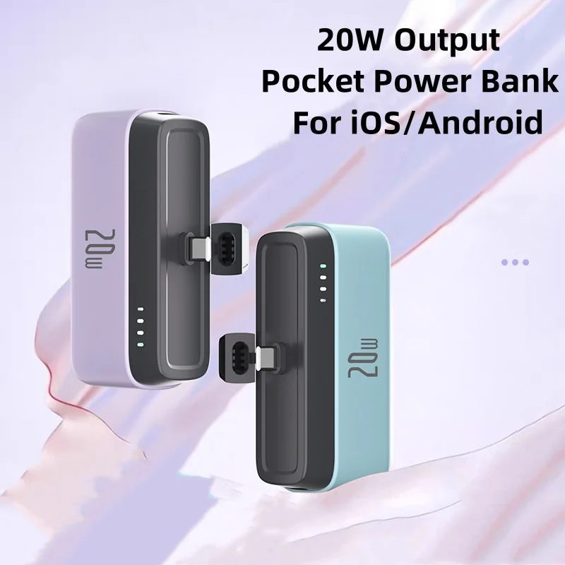 5000mAh Capacity 20W Mini Power Bank Fast Charging LED indicator Power Bank PD 20W Pocket Power Bank For iPhone Samsung Xiaomi