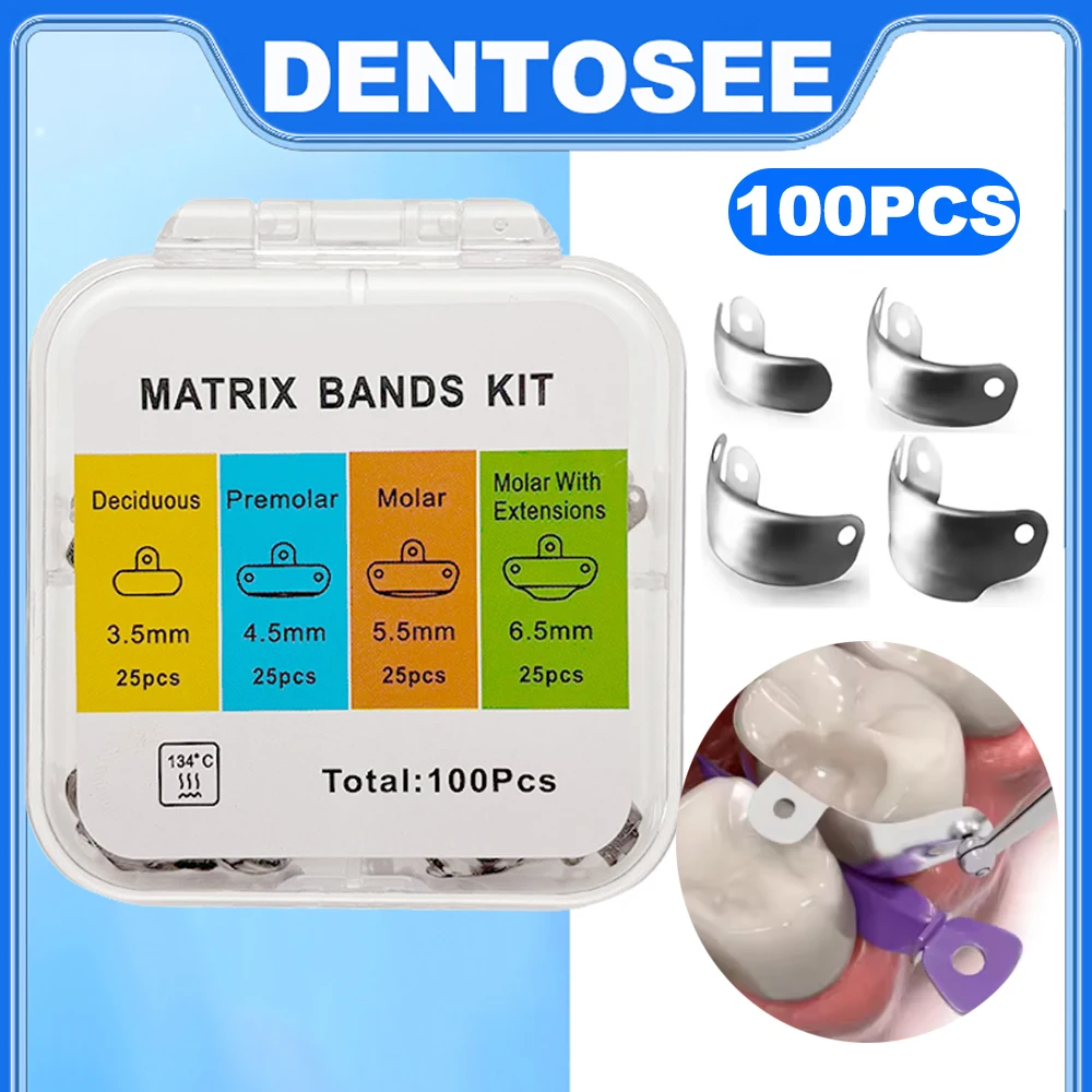 

100Pcs/Box Professional Sectional Matrix Contoured Bands Dentistry Metal Matrix System Refill Matrices Teeth Replacement Tools