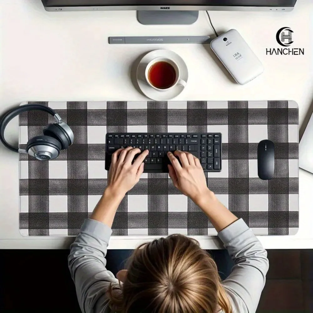Black and white checkered anti-slip gaming mouse pad, enhancing stability and smoothness alfombrillas gaming tapis de souris