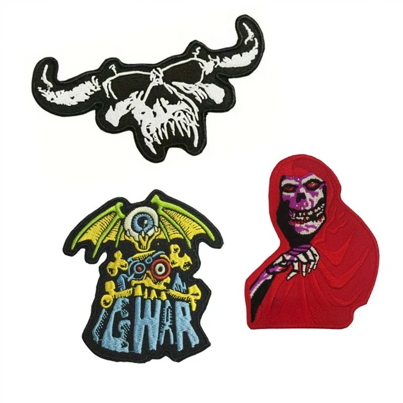 30pcs/Lot Luxury Embroidery Patch Monster Cattle Horn Skull Hat Shirt Bag Clothing Decoration Accessory Craft Diy Applique