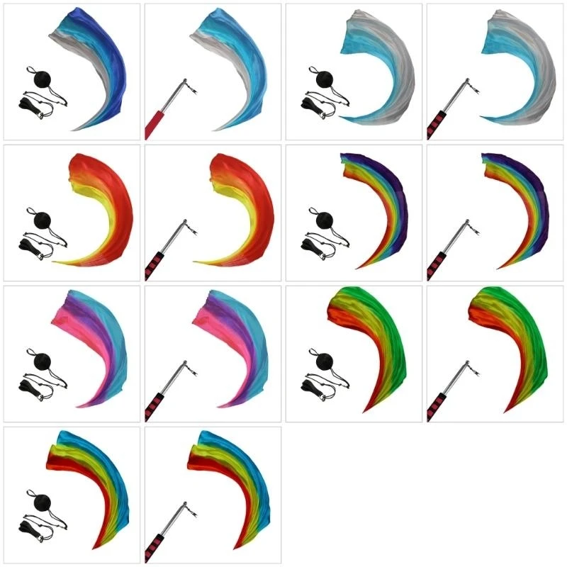 

39BD Belly Dance Silk Veil Poi Thrown Balls 1Pc Silk Veil Poi Chain Ball