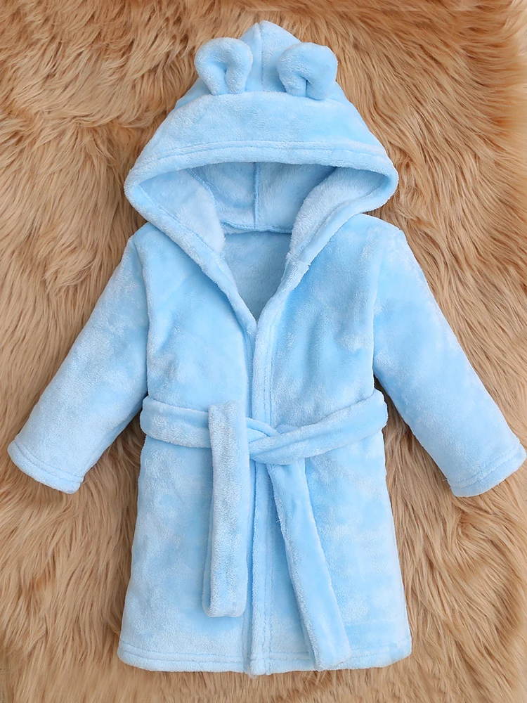 Autumn and winter baby children's coral velvet pajamas, baby hoodies, bathrobes, soft and comfortable pajamas, Child Accessories