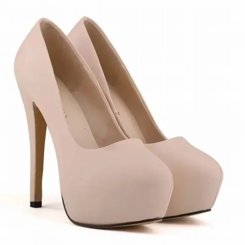 

Women Sexy Pumps Stilettos Round Toes Fashion Super 14cm Platform High Heels Casual Thin Heel Party Dress Red Wedding Shoes