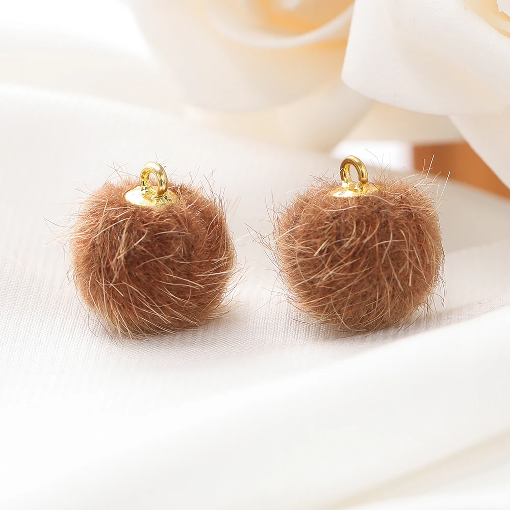 10 stuks pluche bont bedekt bal kralen bedels pompom kralen hanger voor DIY ketting oorbel armband hanger sieraden maken benodigdheden