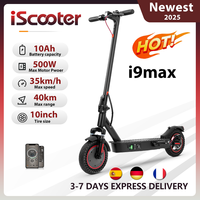 iScooter i9max Electric Scooter 36V 10Ah 500W 30-40km Range Dual Suspension 15-35km/h Speed 10 Inch Tire Kick e Scooter with App