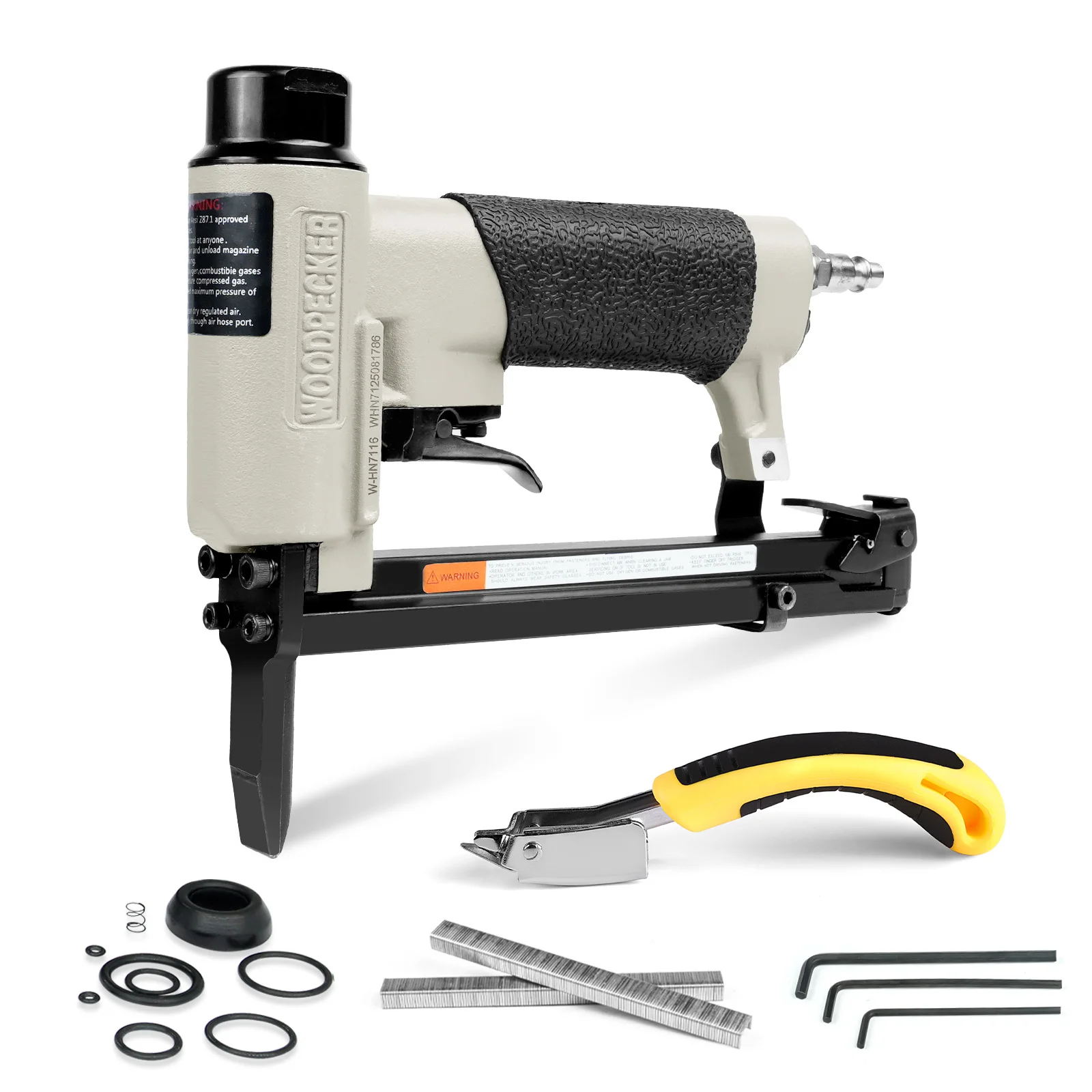 WOODPECKER HN7116 22Gauge 71 Series with Long Nose Pneumatic Stapler Upholstery Staple Gun Tools for Woodworking