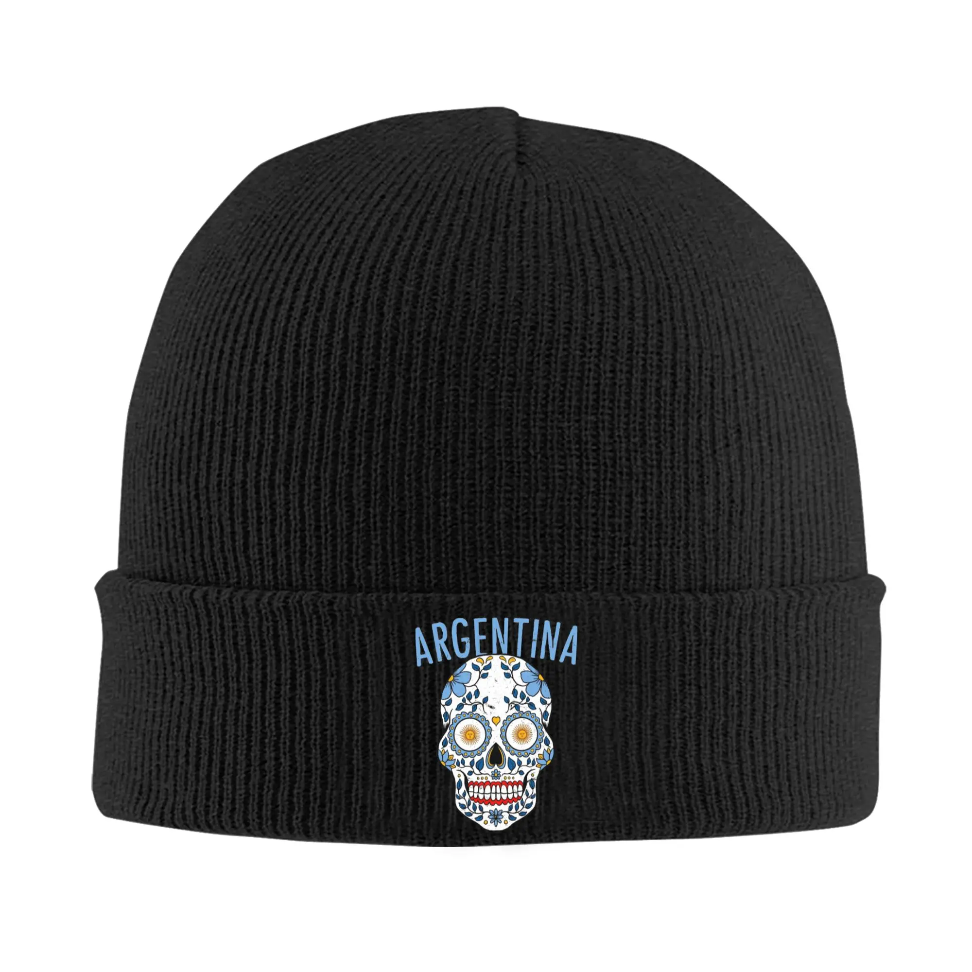 Argentina Calavera Soccer Skull Knitted Hat Beanies Autumn W