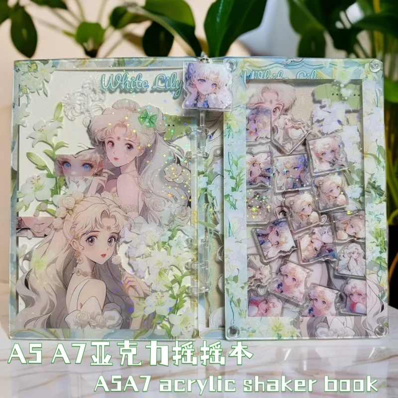 

A5 A7 Beautiful Girl Kawaii Shake DIY Laser Acrylic Loose-leaf Book Notepad Cute Cartoon Creative Student Notebook Holiday Gift