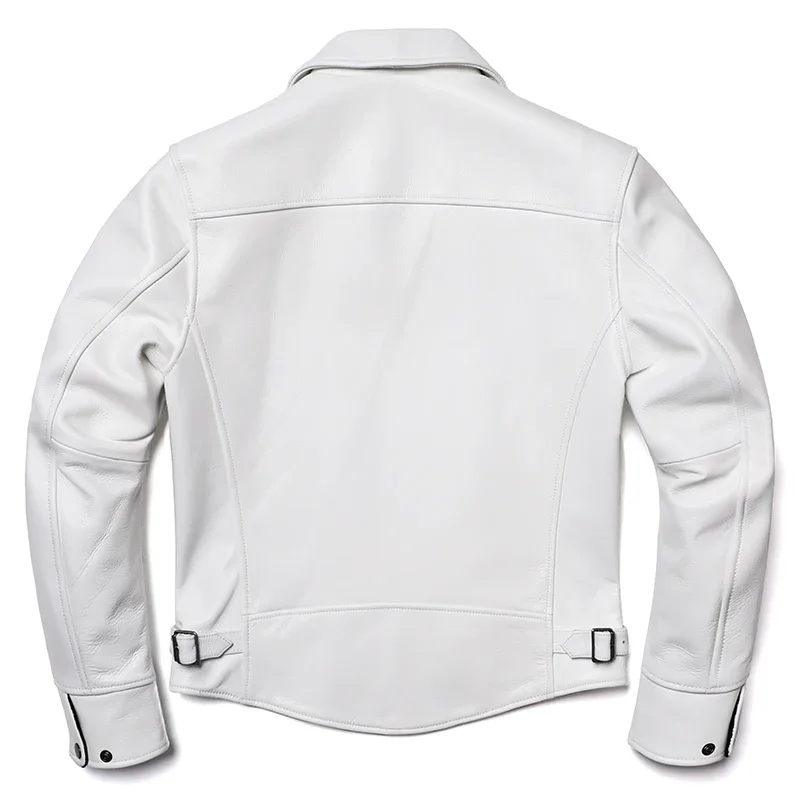 2025 New White Natural Cowhide Jacket Men\'s Genuine Leather Coat Slim Fit Fashion Clothing Swallowtail Business Jackets