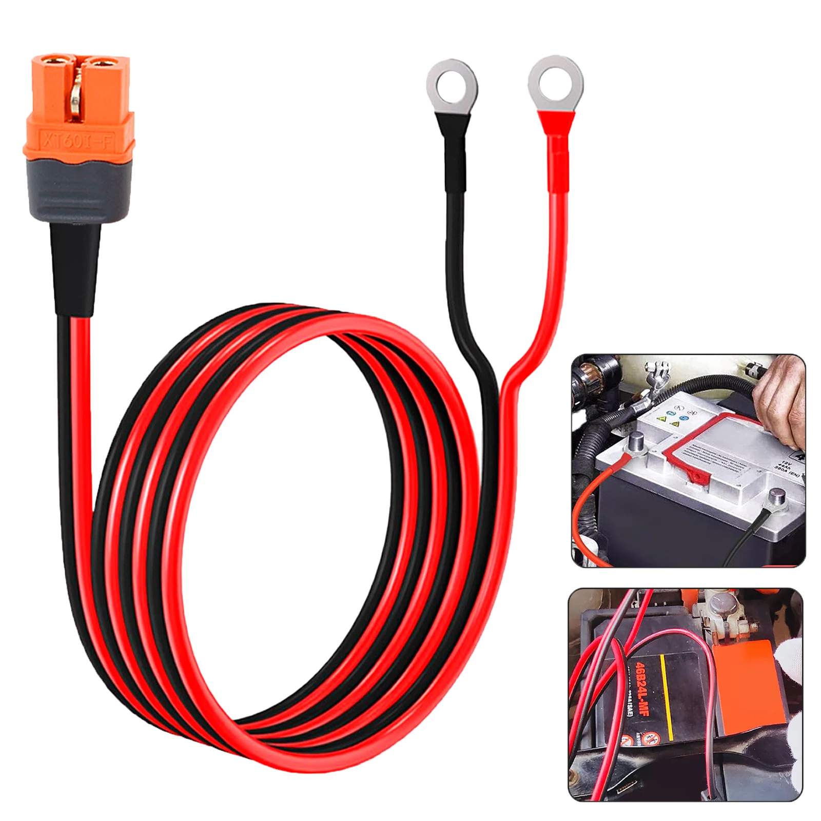 XT60i to O Ring Terminal Cable 1.5m 10AWG XT60i Female to O Ring Connector Protective XT60i F Extension Cable for Solar Panel