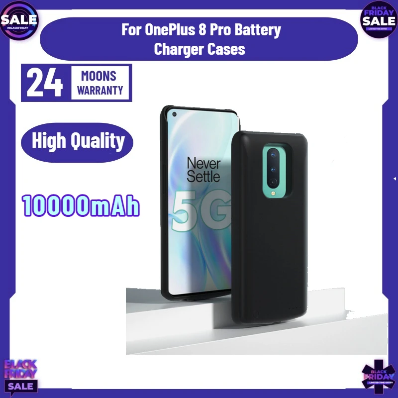 SWZY 10000mAh Power Bank Cover for OnePlus 8 Pro Battery Charger Cases External Battery Power Bank Cover for Oneplus 8 Charging