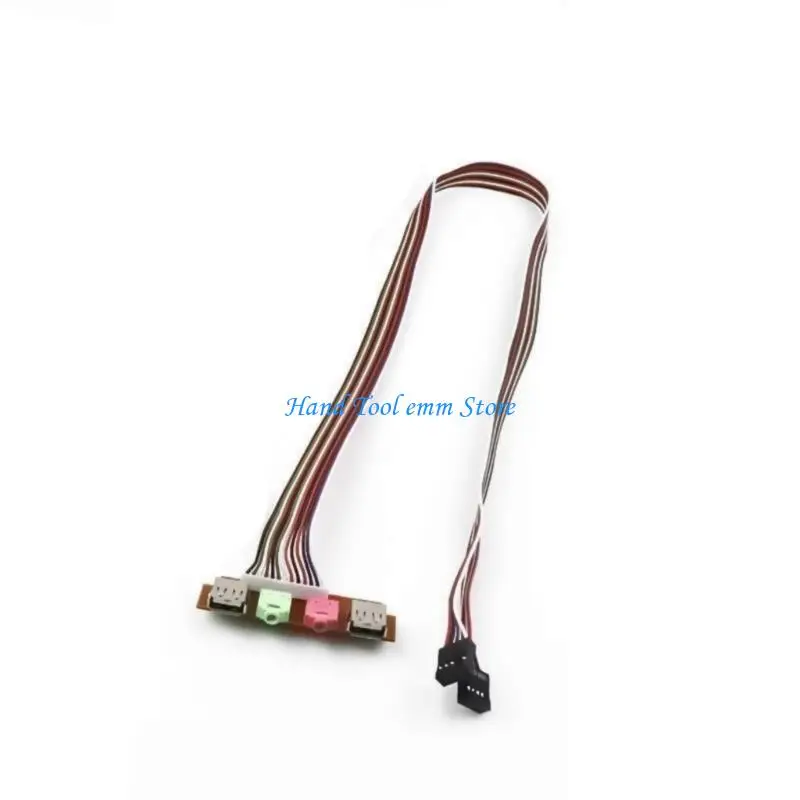 H37F Motherboard Extension Cable Front Panel USB2.0 Port and 3.5mm Microphones Headphone Port for Computer Chassis Case