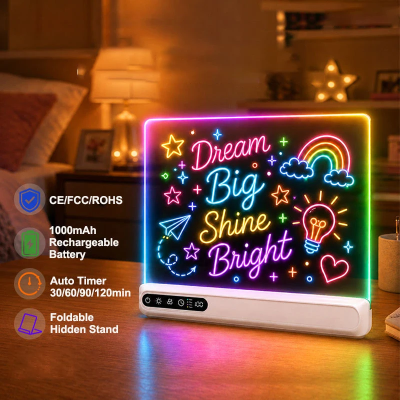 LED Drawing Board for Kids, 16" Rechargeable Glow Drawing Tablet, with Color Lights, Adjustable Brightness, LED Drawing Pad image 4