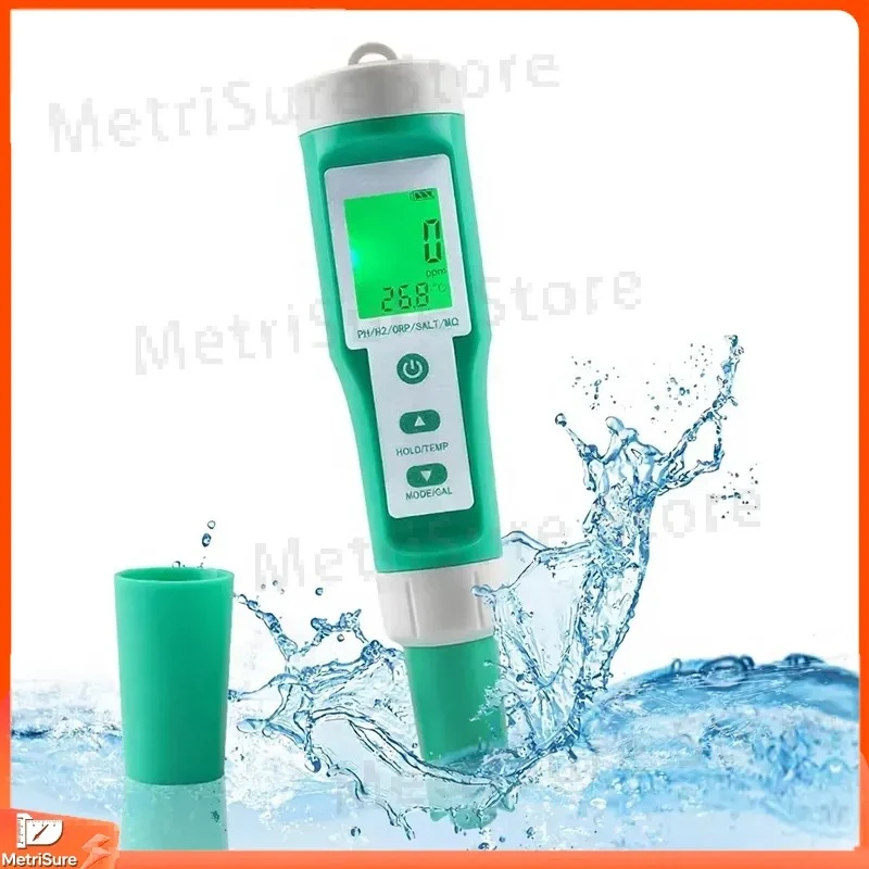 Water Quality Tester pH TDS EC ORP Resistivity Salinity Temperature Conductivity Meter with ATC for Drinking Water Aquarium