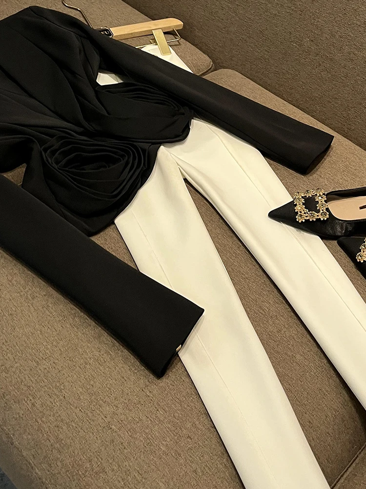 Or garni Rose à motifs profond v-ne automne hiver couleur Pure costume pour femme Jaet trajet Sle longue Sve longueur régulière