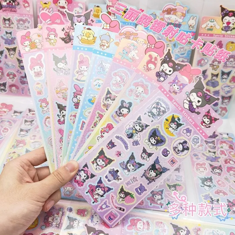 Sanrio Kuromi Sticker Pochacco Cartoon Melody Kitty Kawaii Stickers Student Stationery Supplies Birthday Gifts Wholesale