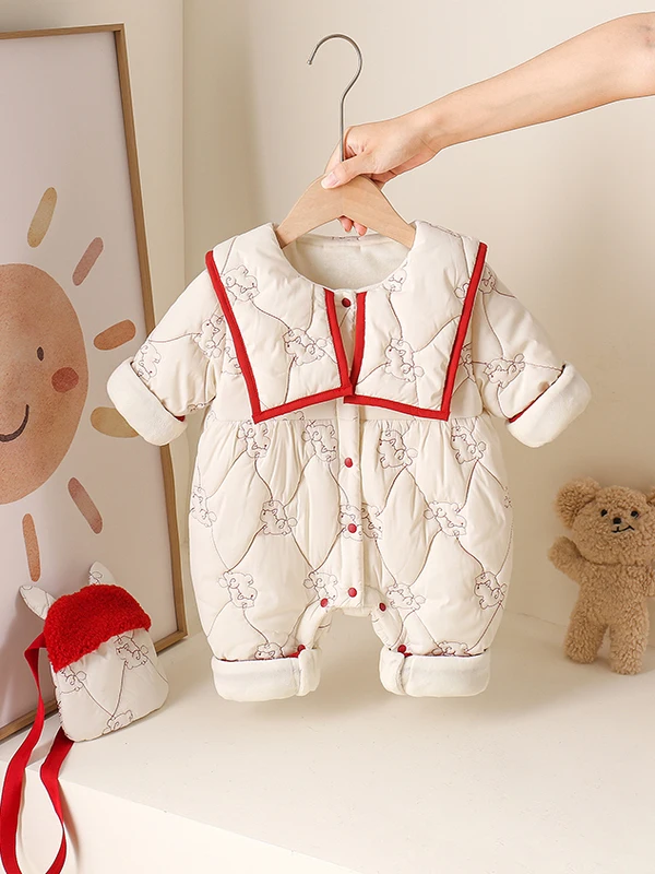 Ciepły bawełniany zestaw dla dziewczynki na jesień i zimę, urocze ubranko dla niemowlaka w wieku 3 miesięcy, spodnie z wysokim stanem, włókno poliestrowe.