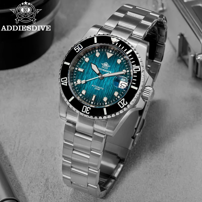 ADDIESDIVE Watches Men Automatic High Quality 8215 Mechanical Watch 41mm Sapphire Luminous Ceramic Bezel 200m Waterproof Watch