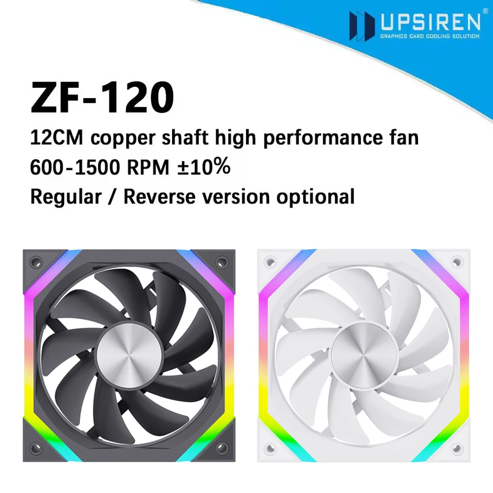 

UPSIREN ZF-120 Computer Case Fan 12cm ARGB 4Pin PWM Quiet Cooling Fan 12V Large Air Volume 45CFM/600-1500RPM Use 26 lamp beads