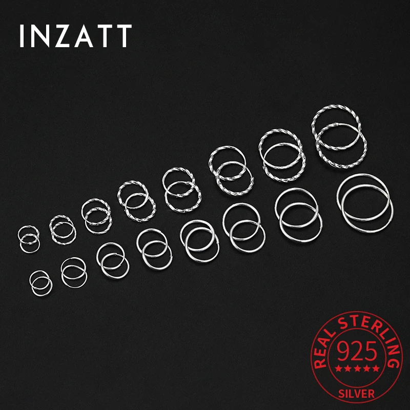 INZATT Real 925 Sterling Silver Twisted Round Hoop Earrings for Women Trendy Fine Jewelry Minimalist Geometric Accessories