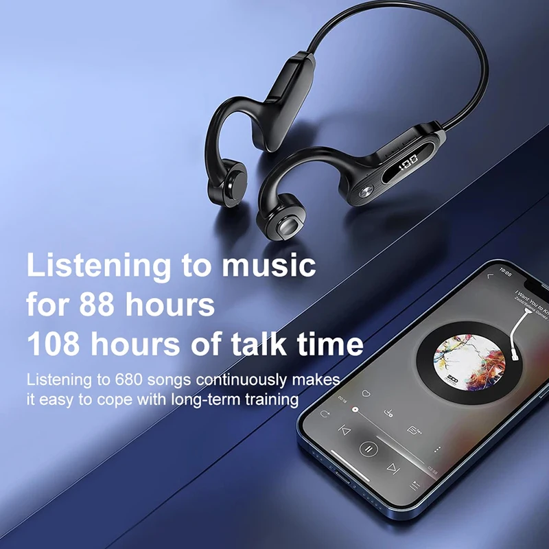 New V30 Bone Conduction Headphones Bluetooth 5.3 Earless IPX5 Waterproof Wireless Ultra Long Life Card Sports Headphones 2025