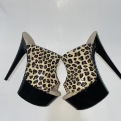 6-inch thin-heeled leopard print upper, seductive and sexy paint superfine 15cm heels, slippers