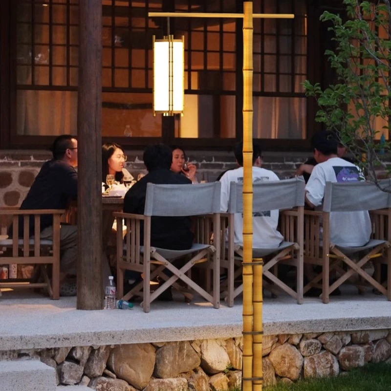

Simulation bamboo solar garden light outdoor antique high pole light B & B