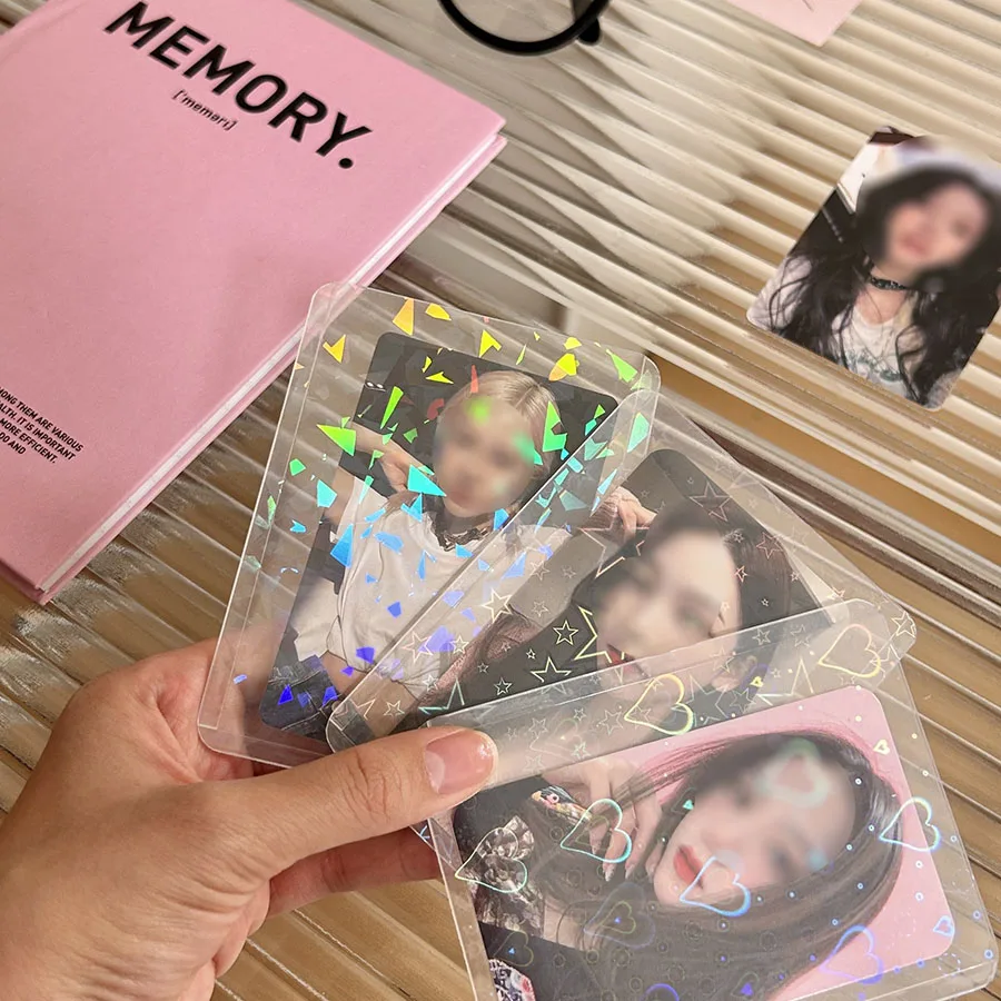 SKYSONIC 10pcs/Pack B8 Hard Cover Star Heart Sleeves For Holo Postcards Top Load Films Photocard Game Cards Protector