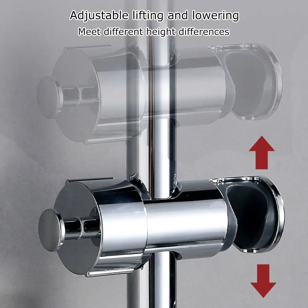Round Pipe Shower Head Holder Adjustable Replacement Bathroom Slide Bar Shelf Rotatable Riser Rail Bracket