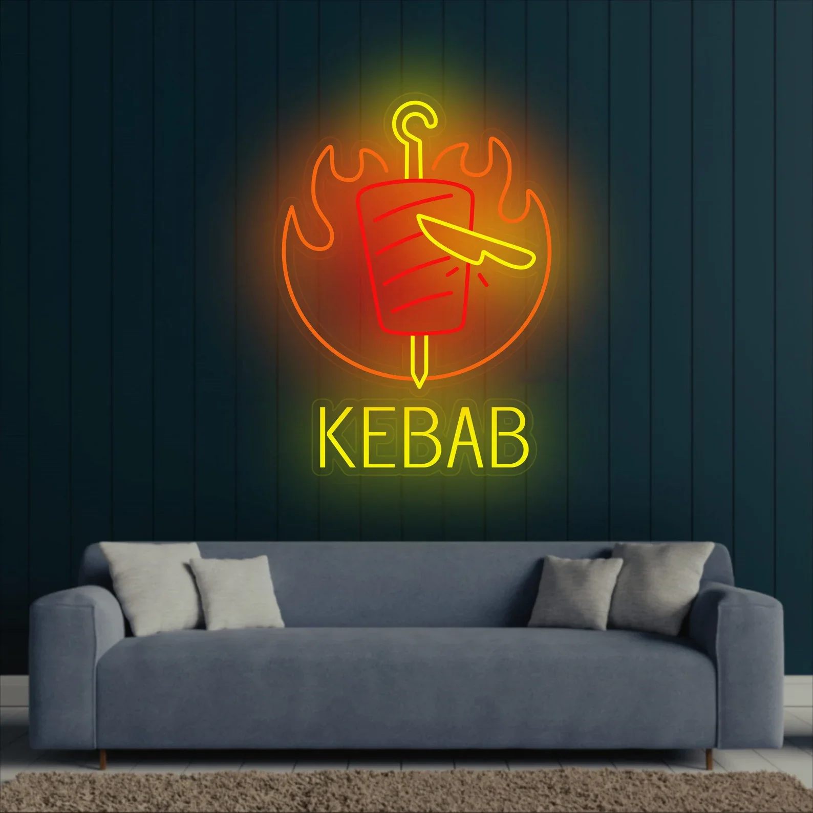 Kebab Neon Sign Shawarma Neon Sign Food Meat Led Sign  Restaurant Signage Sign Restaurant Food Neon Sign Art