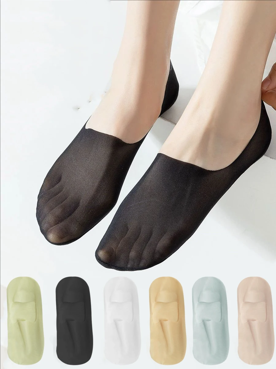 شباشب جورب نسائية صيفية كاجوال بلون سادة من السيليكون غير قابلة للانزلاق جوارب قارب رفيعة للغاية قابلة للتنفس
