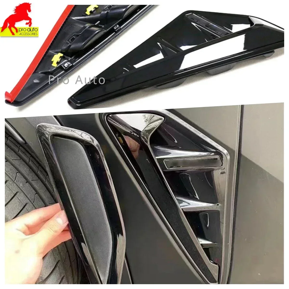 

2Pcs Black Front Fender Air Vent Outlet Grille Trim for BMW X5 G05 Upto X5M 2019-2022 Car Stickers ABS Cover Styling Accessories