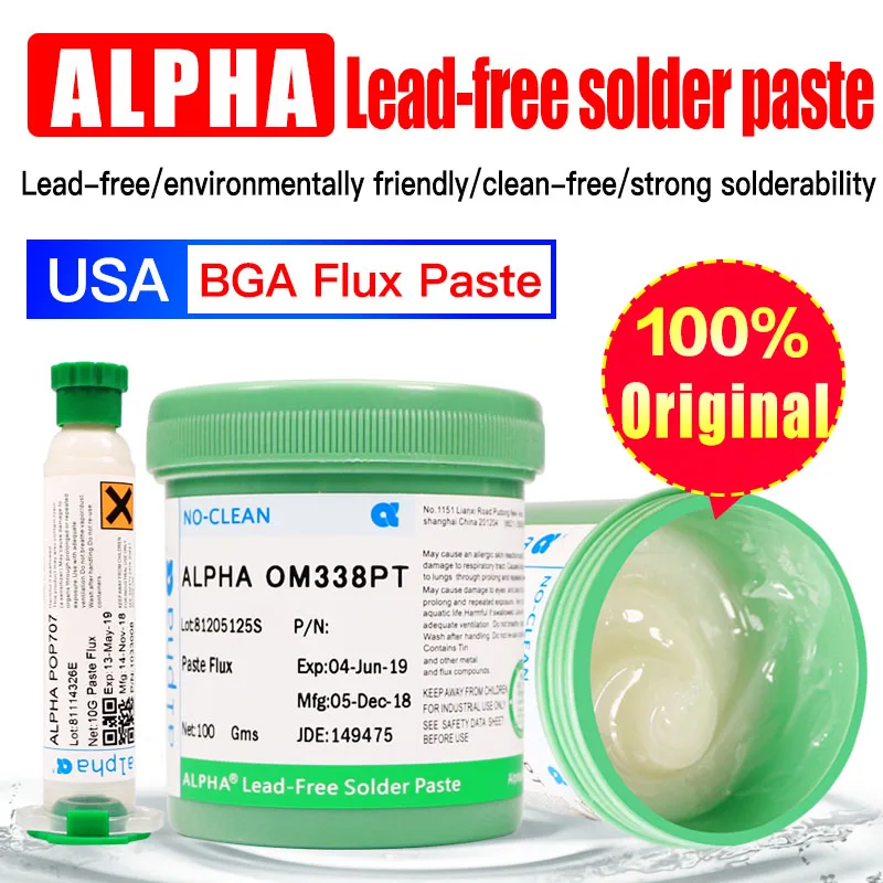 American Original ALPHA BGA PCB Soldering Paste OM338PT POP707 UP78 Syringe Rosin Soldering oil Chip Mobile Phone Repair