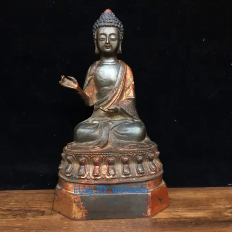 

Old Tibet Bronze Gilt Handwork Buddhism Sakyamuni Buddha Statue 32255