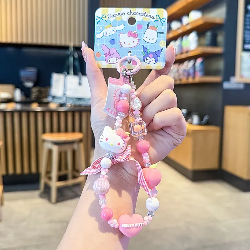 

Новый мультяшный брелок из бисера Sanrio, милая лента для девочек, вешалка для сумки, украшение, маленький подарок