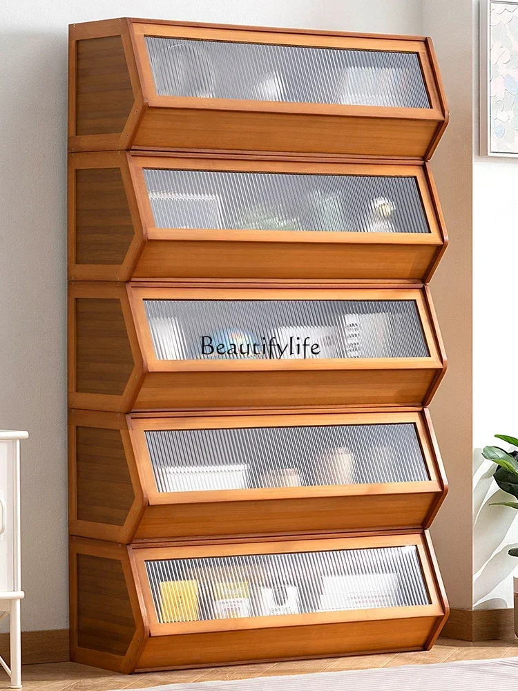 

LJY*Floor Shelf Bookcase Household Living Room Solid Wood Simple Display Cabinet