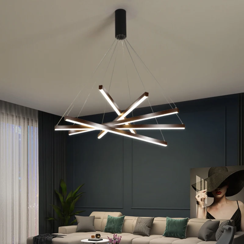 Rectangular Chandelier Creative Personality White Black Lamp For Duplex Building Highrise Hotel Hall Revolving Stair Light