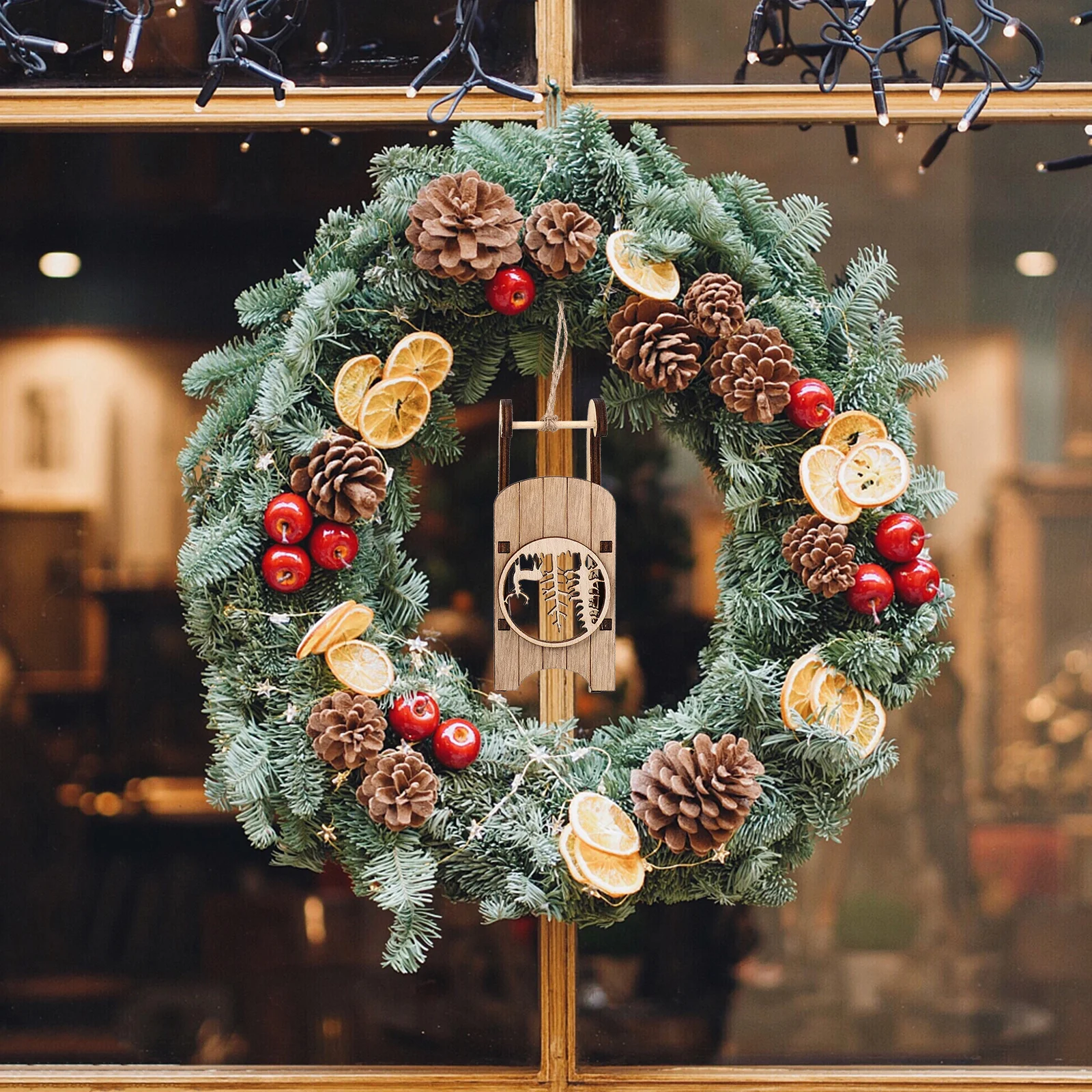 

12Pcs Wooden Sleigh Xmas Adornment Exquisite Sled Ornament Long Term Use Christmas Gifts Wooden Sled Pendant Wood Sleigh Decor