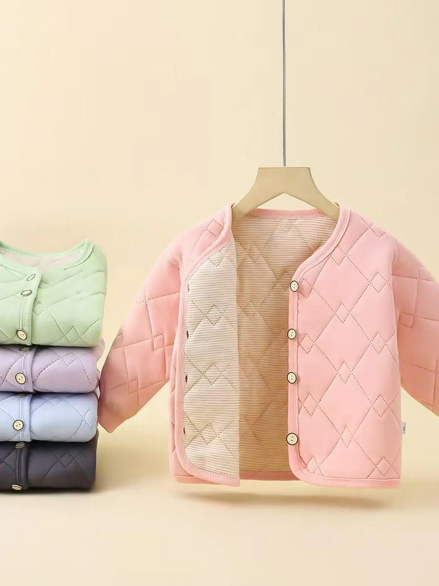 

Warm Cotton Jaet for Boys And Girls Inner Fce Tee-Layer Thermal Coat Trendy And Sli Cotton Clothes for Kids
