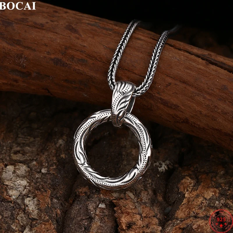 

BOCAI S925 Подвески из стерлингового серебра для женщин и мужчин Ретро Вечный ротанговый узор Moebius Ремешок Очаровательные модные ювелирные изделия оптом