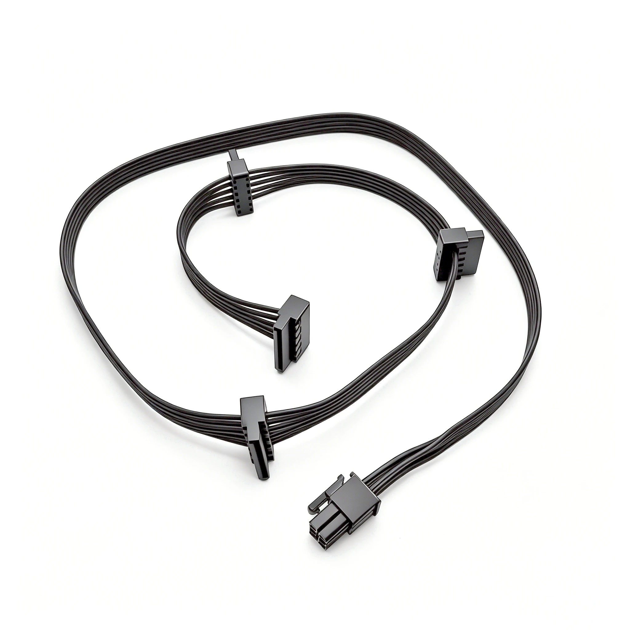 6Pin to 4x SATA Right Angle Power Cable for Seasonic CORE 650W, 550W, 500W GC/GM/GX Series Modular Power, 18AWG 50+15+15+15 CM