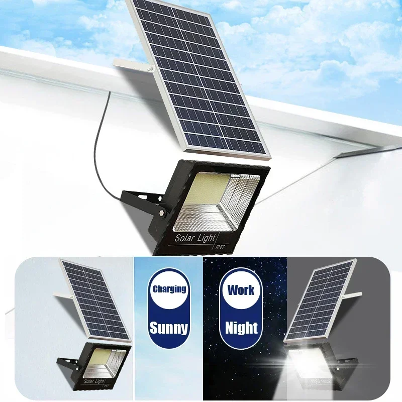 Dimmable Remote Switch IP67 Waterproofing Light Energy BIG SIZE Solar Panel Light Solar Garden Street Lamp Floodl White Lights