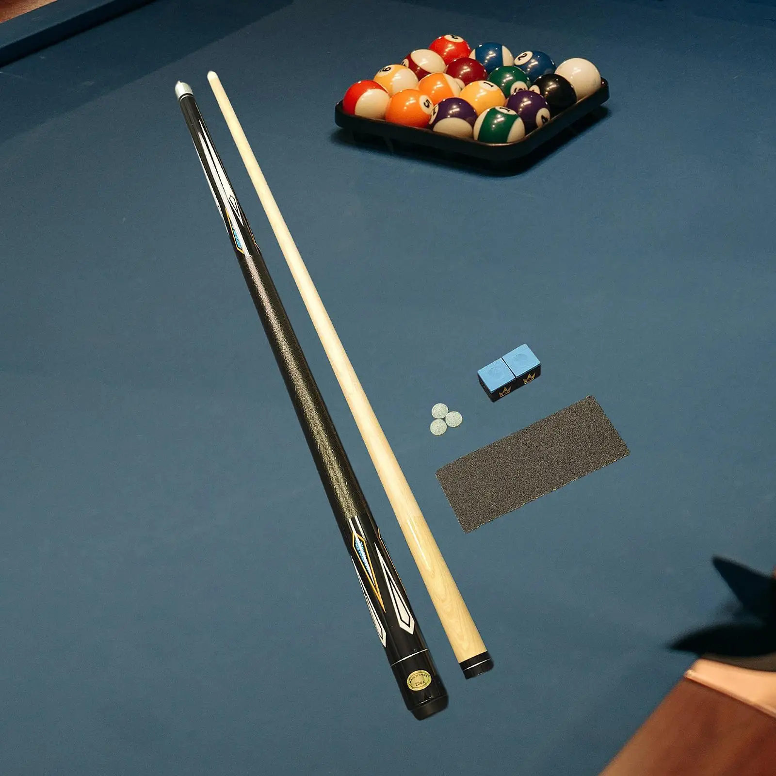 

Portable 146cm Billiard Cue Stick Two Section Wood Practice Cue with Tips for Beginner and Home Table