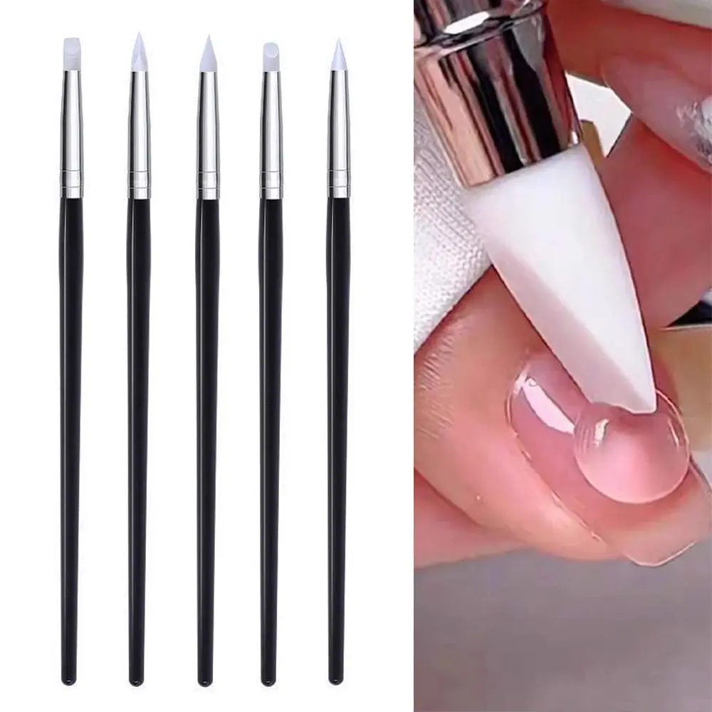 5 uds cepillo de uñas de silicona profesional cepillos de esmalte de uñas flexibles herramientas de manicura DIY salón de uñas