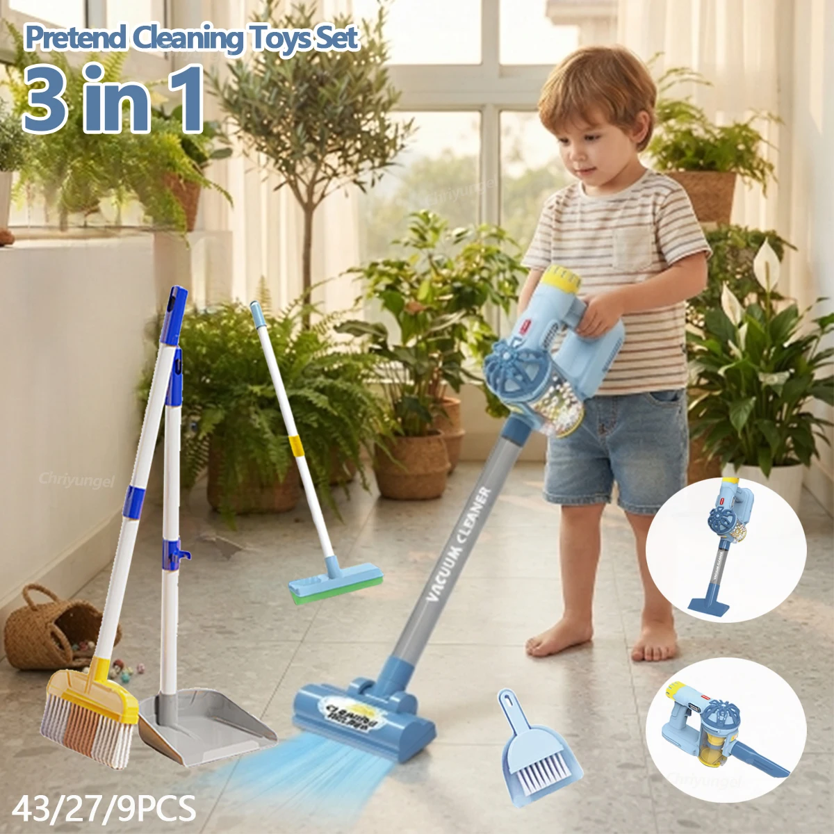 Vacuum Cleaner Toys for Kids Electric Pretend Play Housekeeping Cleaning Set for Toddlers Boys Girls Brithday Chrismas Gifts